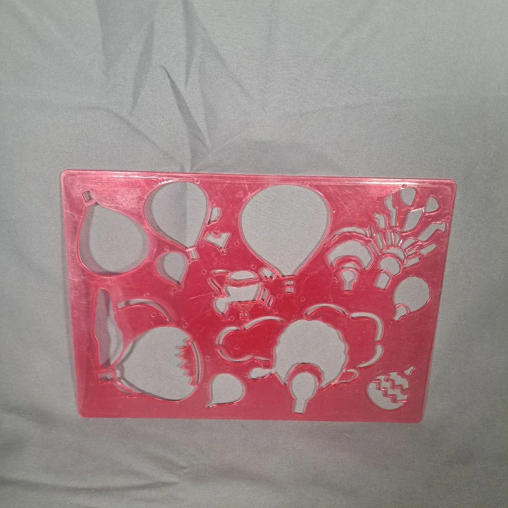 VTG Plastic Drawing Stencils Set 4 Cars Planes Hot Air Balloons Art Craft Retro